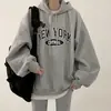 Sudadera Casual Gruesa de Estilo Coreano para Parejas de Mujeres, Estilo Perezoso de Ins con Letras Estampadas, Sudadera Fina de Forro Polar para Mujeres
