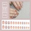Usa uñas postizas de fiesta para estudiante de niña de dibujos animados cortas, medianas y largas de color sólido, 24 piezas de talla única, parche de uñas removible
