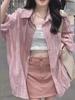 Camisa de Protección Solar a Cuadros para Mujer de Manga Larga Primavera y Otoño 2025 Marca de Moda Retro High Street Casual Holgada Chaqueta Camisa de Solapa