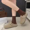 Birkenstock estilo 2026 outono novo modelo para mulheres baixinhas, chinelos de couro de sola grossa para aumentar a altura, de calçar, bico fechado, para uso externo, com bico redondo