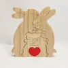 Nuevo Producto Transfronterizo Rompecabezas de Madera Familia Feliz Madera Sólida Set de Conejos Artesanía Muebles para el Hogar DIY Día de la Madre