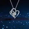 Collar Cruzado de Ozono Popular de Venta Caliente Doble Corazón Colgante para Mujer Diseño de Nicho Ins Elegante Versátil Collar Clavícula