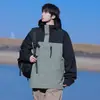 Jaqueta Três em Um da Nasa para Homens e Mulheres, Nova Jaqueta Corta-Vento e Impermeável com Bloqueio de Cor para Outono e Inverno, Roupa para Esportes ao Ar Livre e Montanhismo