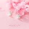S925 Brincos de Prata Flor para Mulheres Estilo Japonês Simples Oco Flor Rosa Pequena Elegante Joia de Orelha para Mulheres E3578