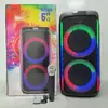 Altavoz de Karaoke Bluetooth de Doble Pantalla de 6.5 Pulgadas, Modelo Nuevo, Carga Tipo C, Micrófono Inalámbrico, Control Remoto, Altavoz RGB, Venta Directa de Fábrica