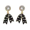 Brincos Vintage de Luxo Leve com Laço de Zircônia e Fita de Bolinhas Niche Retro Luxo Leve Brincos de Alta Qualidade para Mulheres