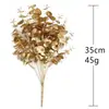 Flores Artificiales Doradas Plateadas al por Mayor Plantas Artificiales Arreglos Florales Ramos Decoración de Boda para el Hogar Flores Artificiales Flores de Plástico