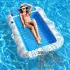 Cama flotante inflable hexagonal colorida de nuevo modelo transfronteriza para entretenimiento en la piscina de verano, tamaño doble grande, flotador de agua engrosado