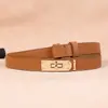 Cinto de Couro Preguiçoso com Fivela para Mulheres, Cinto Estreito para Cintura, Cinto Decorativo para Ternos e Vestidos, Acessório de Moda de Alta Qualidade para o Dia a Dia