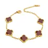 Pulsera Chapada en Oro de 18K Que No Se Deslustra, Pulsera de Trébol para Mujer, Pulsera con Dijes de Moda, Afortunada y Exquisita, Venta al por Mayor