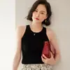 Suéter de cachemira pura para mujer, grueso, cuello redondo, acanalado, cálido, sin mangas, estilo camisola, capa interior, top de punto