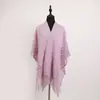 Chal con Borlas Estilo Étnico para Mujer 2026 Nuevo Estilo Chal de Punto Hueco con un Toque de Lujo Chal Versátil con Dobladillo Dividido