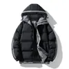 Jaqueta de algodão grossa e quente com capuz para jovens, outono e inverno, para homens, corte solto, moderna, versátil, com duas listras, casaco puffer quente