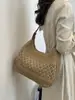 Bolsa de palha trançada estilo cesta popular Yozhi para mulheres, bolsa de palha de praia, moderna e versátil, adequada para o dia a dia, bolsa de ombro tipo balde