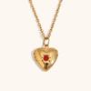 Collar con colgante en forma de corazón de acero inoxidable chapado en oro de 18 quilates con piedra de cumpleaños de diciembre para mujer, estilo transfronterizo europeo y americano