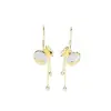 Aretes de bolsa de la suerte de piedra ojo de gato sintético para mujer, aretes de borla de moneda estilo chino de lujo ligero, aretes de calcita anti moda temperamento