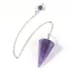 Colgante de Cristal Hexagonal Pequeño Natural de Moda y Sencillo Pie Colgante Colgante de Bala Facetado en Forma de Cono Collar