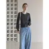 2026 Moda Coreana Otoño Nuevo Estilo Estilo Coreano Holgado Casual Diario Viaje Versátil Doble Cremallera Cuello Redondo Cardigan Tejido para Mujer