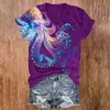 Camisa de mujer con estampado de leopardo y pulpo retro transfronterizo, cuello en V, manga corta, impresión digital 3D, hecha a medida con un pedido mínimo de una pieza