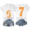 Camiseta Estampada Tendência Manga Curta Plus Size 100kg para Mulheres, Estilo Verão, Caimento Solto, Marca de Moda High Street, Camiseta Básica Gola V