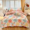Juego de Cuatro Piezas de Algodón Nude Amigable con la Piel para Dormir, Sábana Fresca de Ins, Funda de Edredón, Ropa de Cama Espesa de Algodón para Dormitorio, Tres Piezas