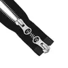 Zíper YKK nº 5 de cobre branco com abertura dupla de metal para jaquetas de couro, jaquetas acolchoadas, jaquetas de marca da moda, carcela frontal com puxador de zíper YKK