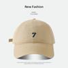 Gorra con Visera Bordada con Letra 7 de Ala Ancha y Copa Profunda Ajustable Beige Gorra de Béisbol Estilo K Simple Sombrero de Primavera y Otoño para Mujer