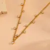 Venda Quente Transfronteiriça Luxo Leve Irregular Múltiplos Pingentes Redondos de Zircônia Nicho Aço Titânio À Prova D'água Conservação de Cor Conjunto de Colar e Pulseira