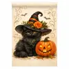 Bandeira de Jardim de Halloween Transfronteiriça com Estampa de Fantasma e Abóbora Festiva, Bandeira de Decoração de Quintal Impressa em Ambos os Lados, Personalizável