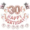 Pacote de festa de aniversário feliz balão rose gold infantil adulto layout de fundo decoração de balão de lantejoulas
