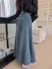 Em estoque: Nova coleção outono/inverno, estilo retrô, modelagem solta, casual, saia maxi jeans com lavagem, cintura alta, saia jeans elegante para mulheres, 25029