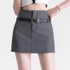 Falda corta gris de verano fina de cintura alta tipo lápiz línea A para mujer, falda de verano petite para el trabajo