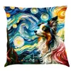 Amazon deseo transfronterizo nuevo creativo pintura al óleo funda de almohada de perro cojín de asiento de coche cojín impreso