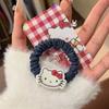 Bonita banda para el cabello vaquera estilo Yadan vintage con diseño de gato KT, cuerda para el cabello para niña, banda elástica de goma con forma de corazón, accesorio para el cabello