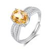 Anel de Prata Esterlina S925 para Mulheres, Ajustável, Não Desbota, Cravejado com Pedra de Cristal Natural, Acessórios Femininos de Alto Nível Populares no Xiaohongshu