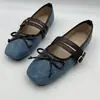 Zapatos Mary Jane retro de ante transfronterizos, nueva colección 2026, punta poco profunda, punta redonda, lazo, correa única, suela plana, zapatos para mujer