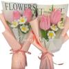Día de la Mujer 8 de marzo Enviar Novia Ramo de Flores Twist Bar Bolsa de material DIY tejida a mano Flor artificial de tulipán Producto terminado