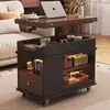 Mesa de centro de madera maciza, mesa auxiliar para sofá, mesa de té, gabinete de té, mesa plegable para uso doméstico en sala de estar, carrito pequeño, mesa de centro móvil y de altura ajustable