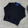 Camiseta de Tricô com Gola Henley Costurada à Mão Estilo Old Money, Manga Longa, Moletom Preguiçoso de Inverno, Camada Base Retro Americana