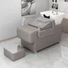 Lavabo de Cerámica para Lavado de Cabello para Salones de Belleza, Estilo Simple Semi-Reclinable, Cama de Masaje y Lavado para Salón de Belleza, Venta Directa del Fabricante