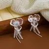 Pendientes de Cristal de Flor Transparente Súper Hada Frescos Pinza para Oreja de Disco de Bobina de Mosquito Pendientes de Diseño de Nicho Pinza para Oreja para Mujer