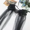 Halloween Nuevo Estilo Gótico Shawl Decorativo de Encaje con Plumas Máscara de Cuernos de Diablo Accesorios de Disfraz Cosplay