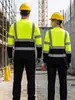 Camiseta Reflexiva de Secagem Rápida com Gola Redonda Logo Personalizado Roupa de Trabalho Manga Longa Combinação de Cores Vestuário Reflexivo Roupa para Canteiro de Obras Segurança na Construção Costas