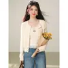 Casaco Cardigan de Tricô Solto com Renda Branca Roupa de Outono Inicial Novo Estilo Top para Mulheres Roupas Femininas