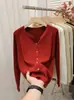 Suéter Abrigo Cardigan de Punto de Manga Larga para Mujer Nuevo Otoño Cuello Color Sólido Temperamento Simple Top de Punto Blanco