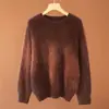 Suéter de Cachemira para Mujer Otoño/Invierno 2026 100% Cachemira Pura Cuello Redondo Cepillado Moderno Versátil Holgado Jersey Top Cálido