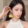 Brincos Florais de Chiffon Amarelo Super Fada 2026 Novo Estilo Personalizado Exagerado Temperamento Brincos de Tarraxa Estilo Viagem Férias
