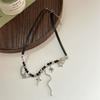 Collar de cuentas de estrella de Mang negro dulce y fresco, diseño avanzado, sensación de temperamento, cadena de clavícula, gargantilla de garra de gato con diamantes completos, cadena para el cuello