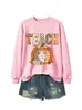 Amazon eBay loja independente casual moda versátil feminina moletom xadrez estampa de leopardo floral abóbora