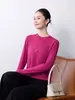 Camisa base versátil de alta gama lista para usar, textura lisa, simple y elegante, cuello redondo, manga larga, básica, para primavera y otoño, casual, para mujer